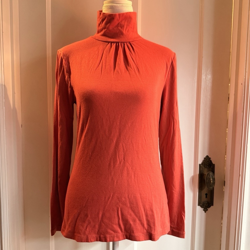 Merona Women's Mock‎ Turtle Neck With Gathered Detail Size M Orange